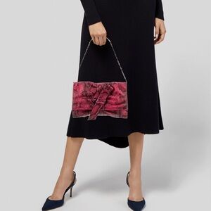 Furla pink embossed leather shoulder bag detachable chain the real real